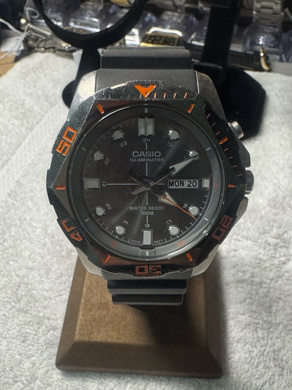 Casio Black Watch with Orange Accents
